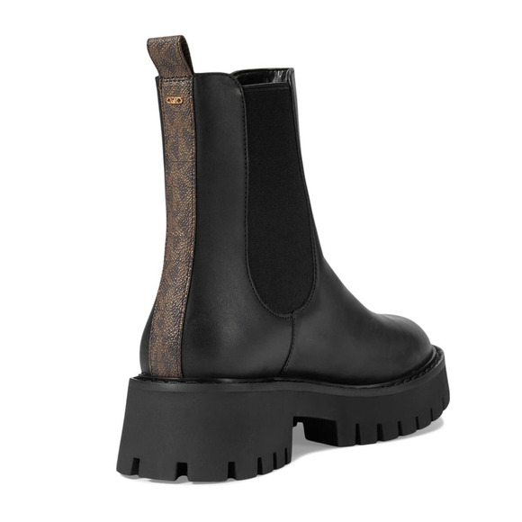 Michael Michael Kors Womens Asher Bootie US 8M Black Brown Leather Lug Ankle NIB - Picture 2 of 13